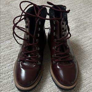 Blondo burgundy lined lug sole boots. Brand new never worn